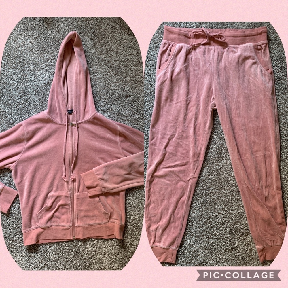 Dusty pink velour jogging set